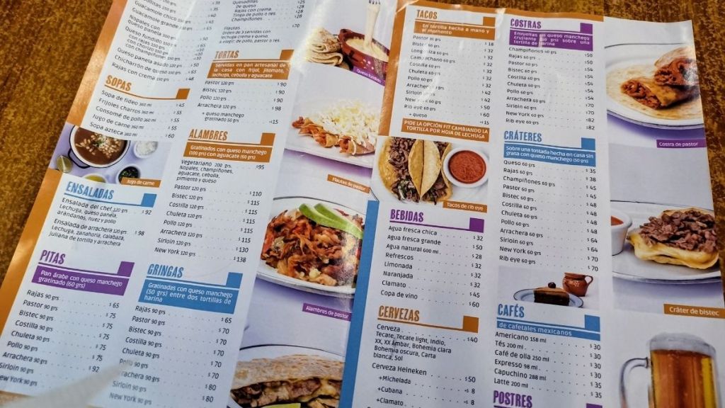 menu restaurante la chinampa