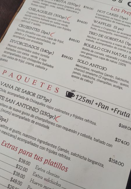 menú el jacal de san antonio 2022